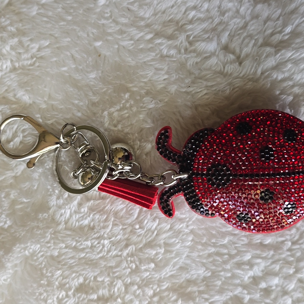 Red Rhinestone Ladybug Keychain - Picture 2 of 5
